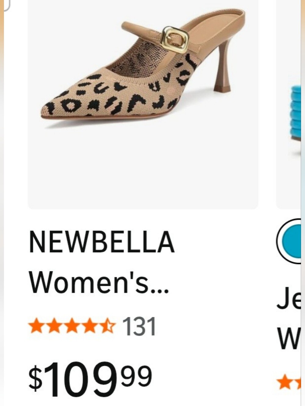 NEWBELLA Leopard Knit Mary Jane Mule in Beige and Black